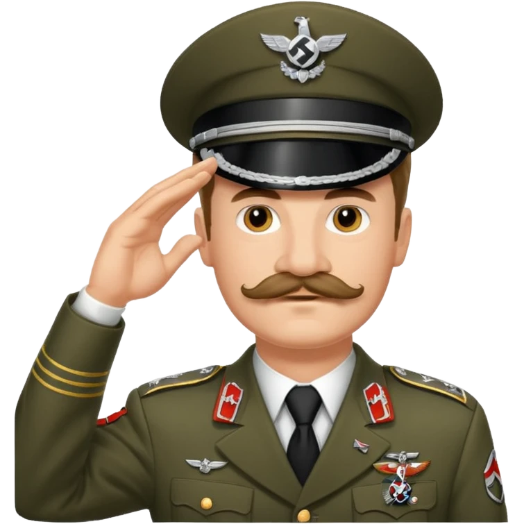 The man with the German mustache is saluting his superior officer, the Nazi commander. emoji