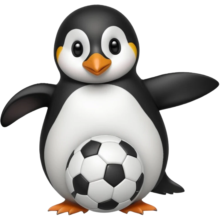 penguin holding soccer ball in hand emoji