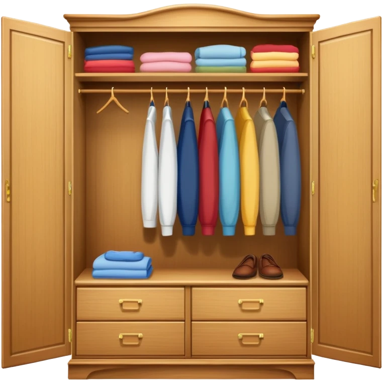 wooden wardrobe closet with clothes emoji