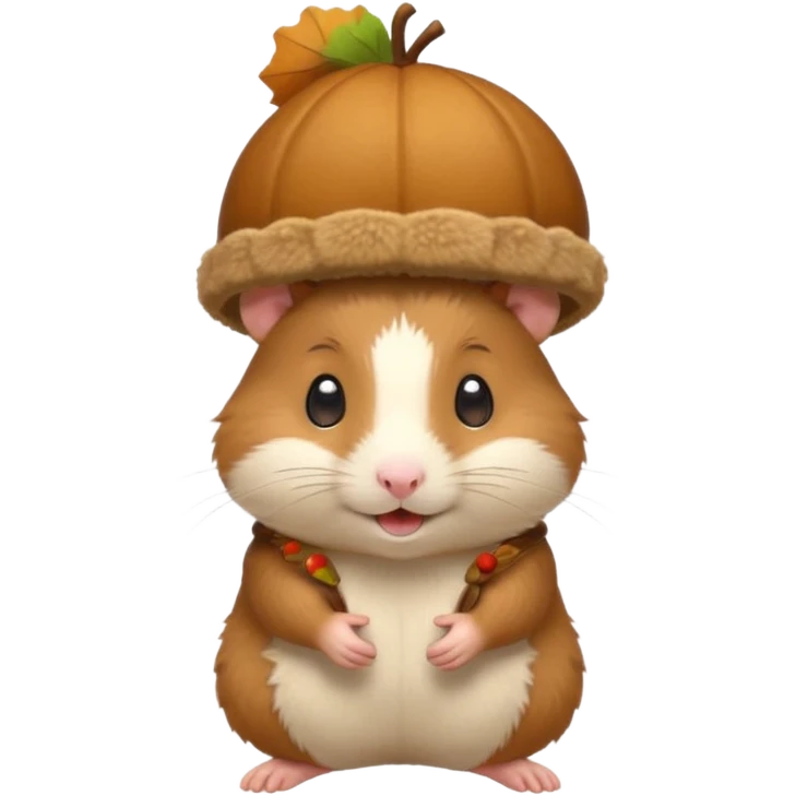 cartoon-style hamster with acorn hat like a hobbit emoji