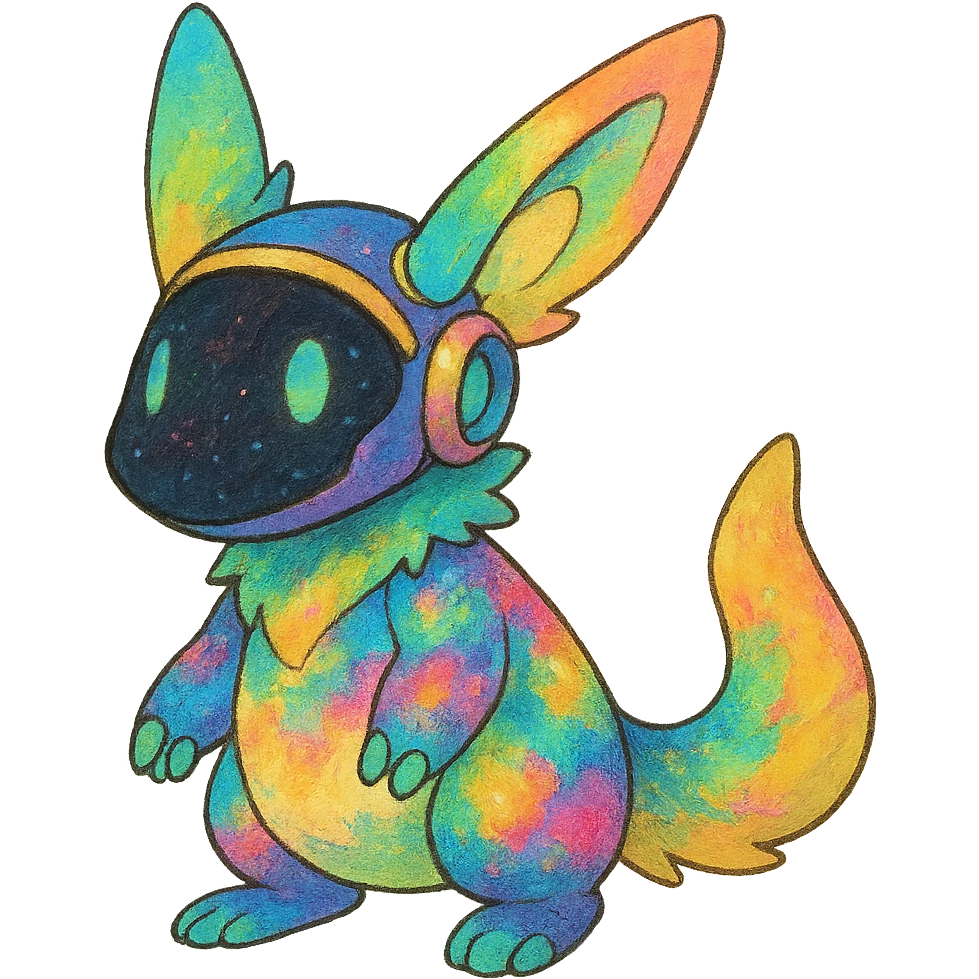 exotic tropical iridescent colorful nebula rainbow gradients cyber-Protogen-Fakémon-Pokémon emoji