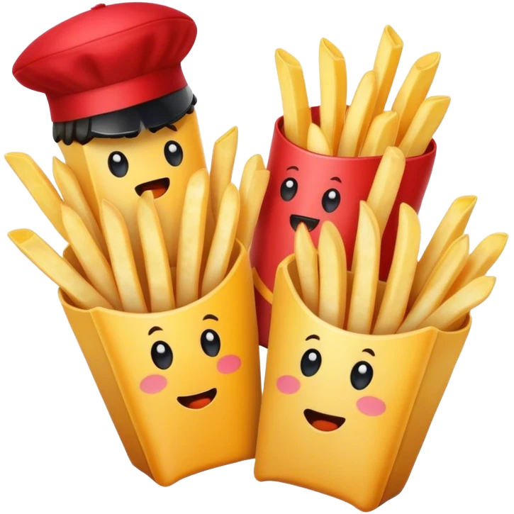 French fries with hats emoji