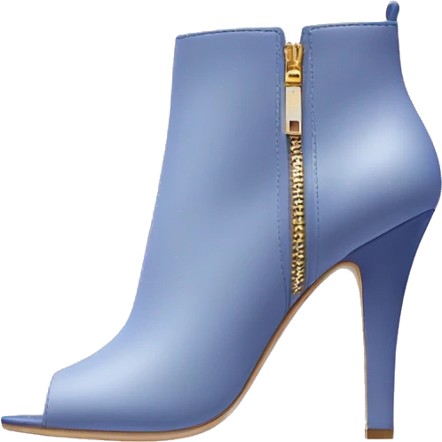 Realistic isolated pair of kate spade pastel blueberry high heel zip up peep toe ankle boots.  emoji
