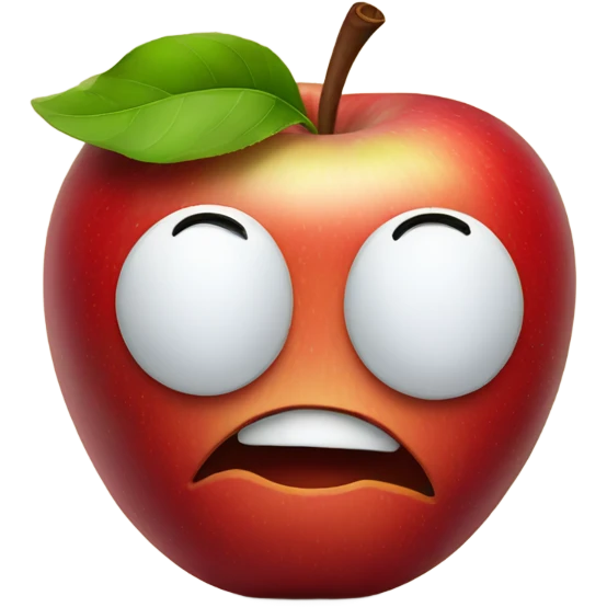 Apple with a face emoji