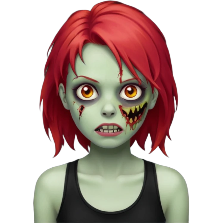zombie girl with red hair and black tank top  emoji