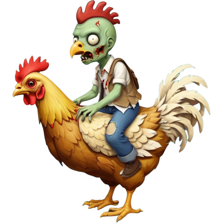 Zombie on chicken emoji