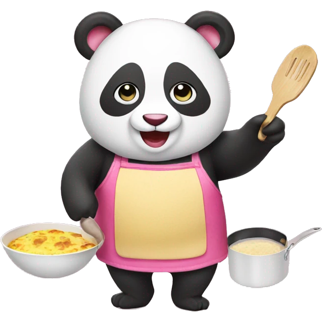 pink panda cooking an omelette emoji