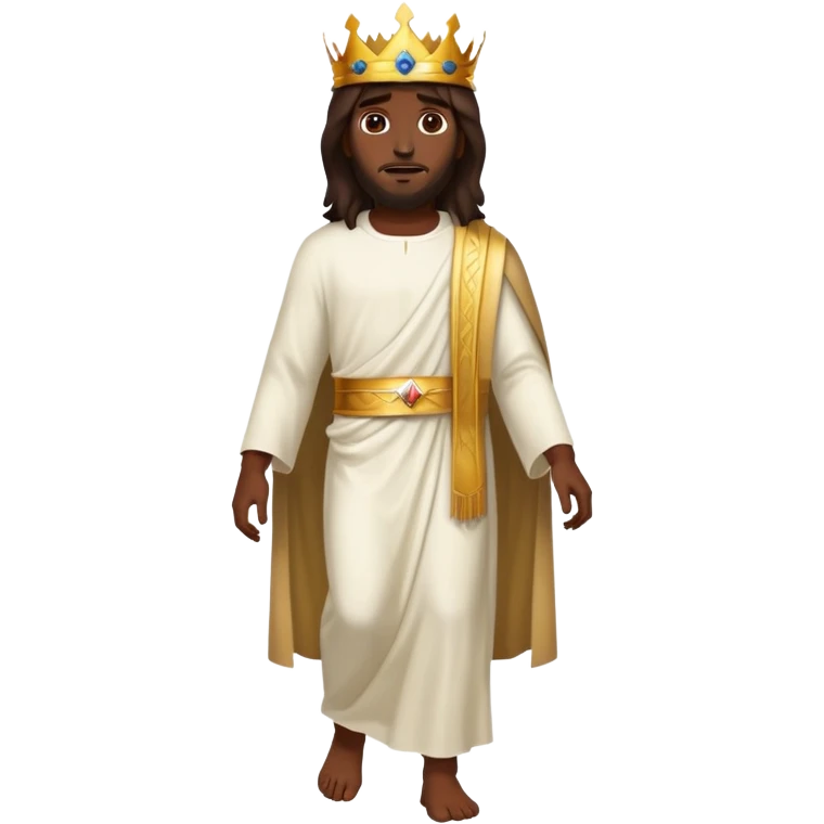 Dark skin christ Jesus walking with crown emoji