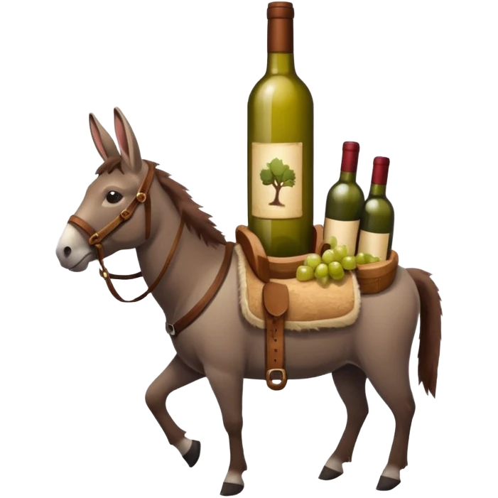Mule carrying wine bottles emoji