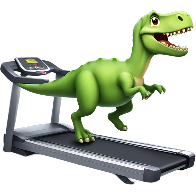 Fitness dinosaur running on treadmill emoji