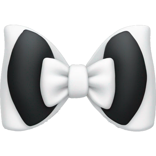 White bow with black cat design on it emoji