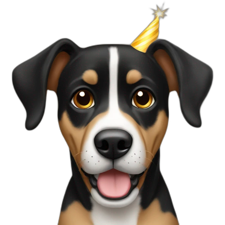 Black and fawn dog happy birthday emoji