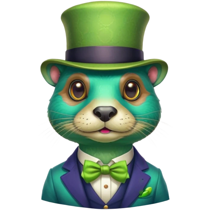 A stoned  alien otter with a monical and lots of color emoji