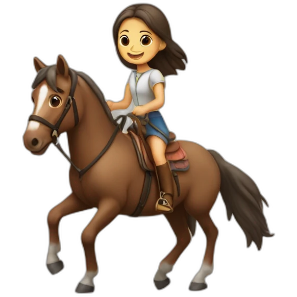 Muchacha pelirroja saltando en caballo emoji