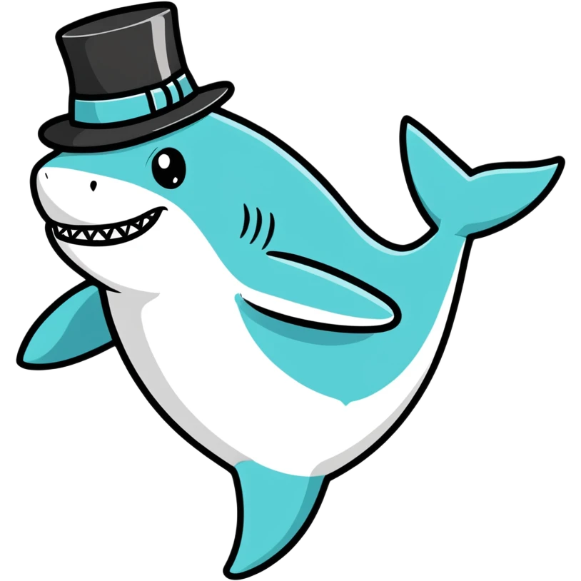 Shark with a top hat emoji