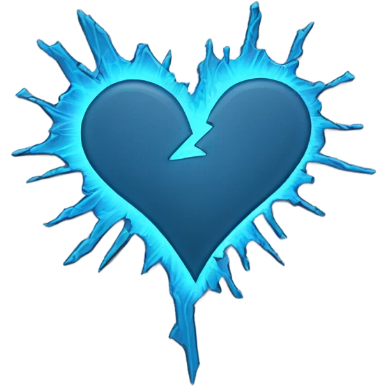 Blue glowing contour neon broken heart emoji