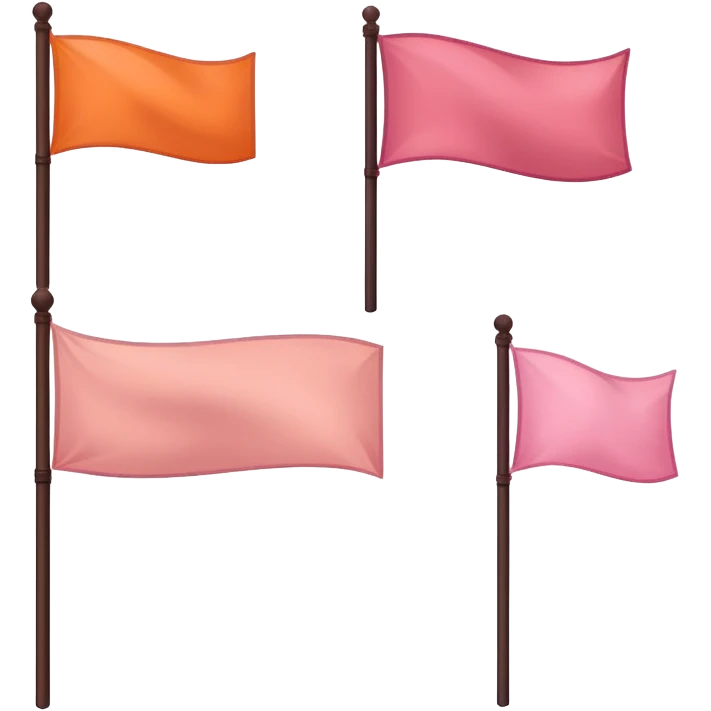 dark orange, orange, light orange, white, pink, dusty pink, dark rose flag  emoji