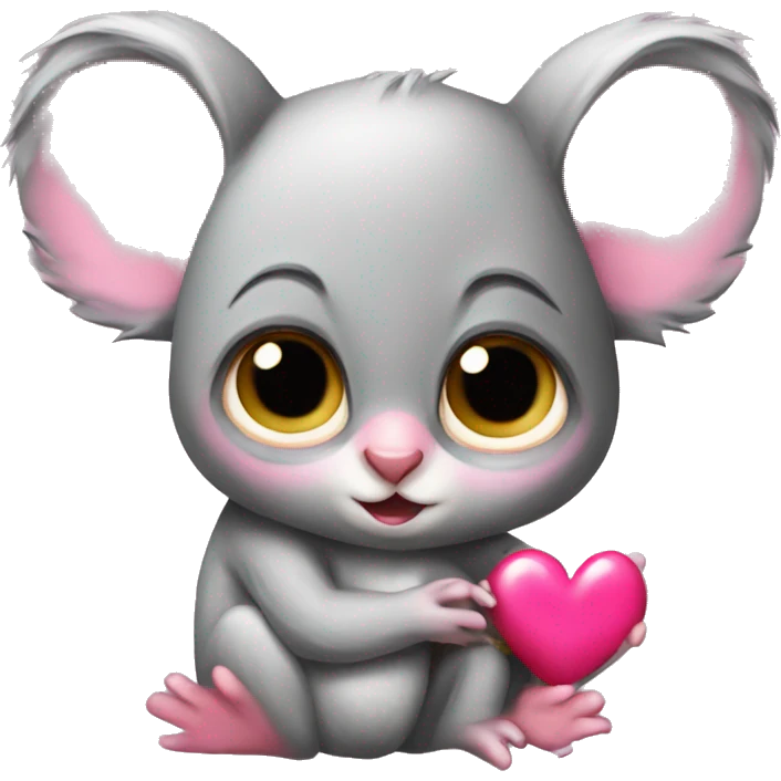 Bush baby and koala with pink heart  emoji