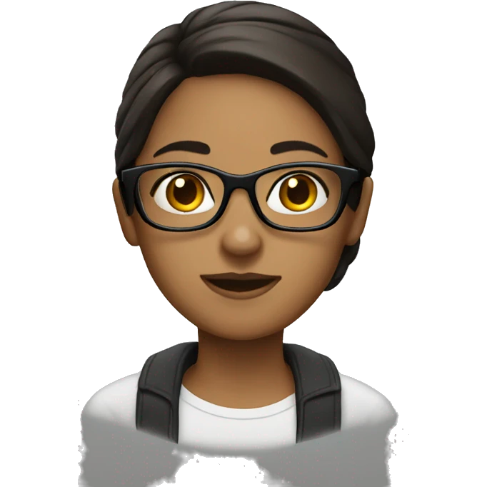 girl with dark brown hair and glasses emoji