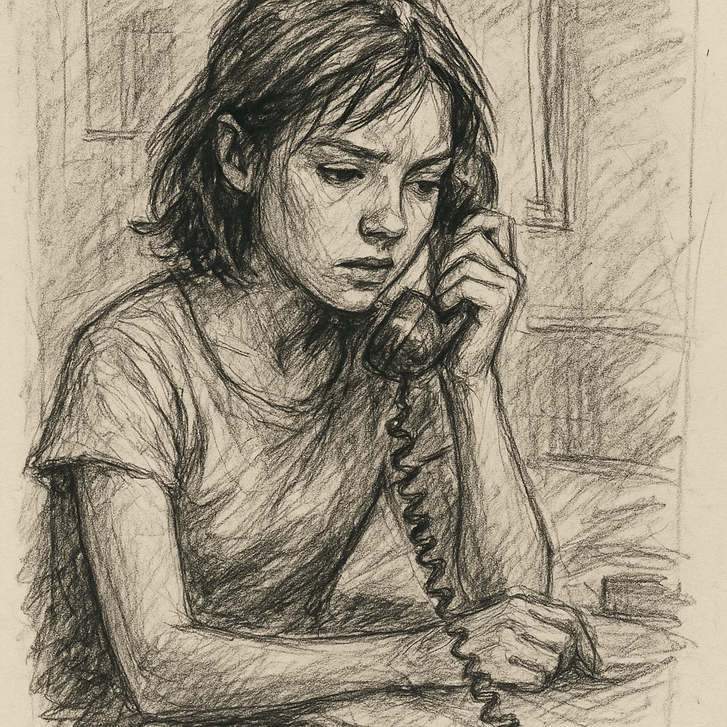 girl talking on telephone in her room emoji