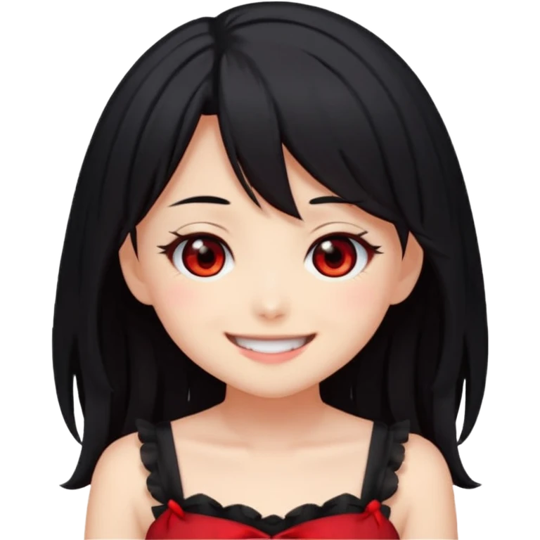 "Cute stylized emoji of Kurumi Tokisaki from Date A Live, smiling happily.  emoji