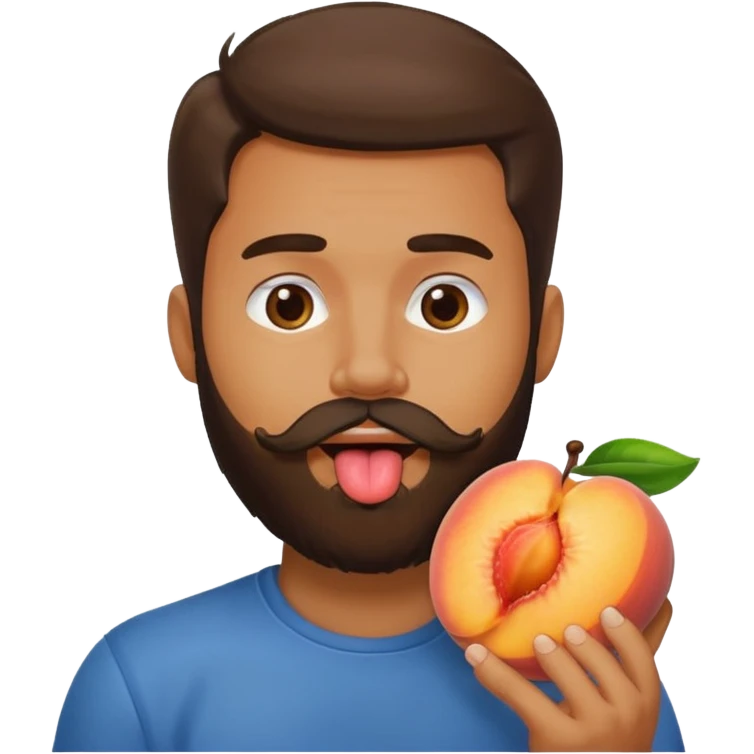 Man with beard licking peach emoji