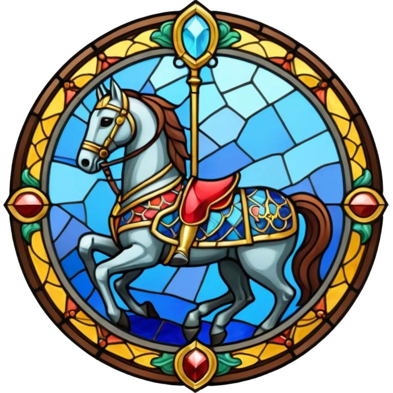 a horse knight in stained glass style emoji