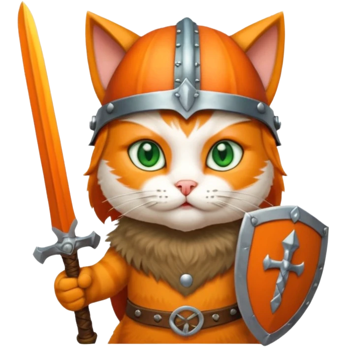 cat with viking helmet and sword emoji