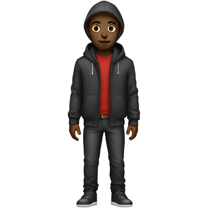 a black skinny man in hood clothes emoji