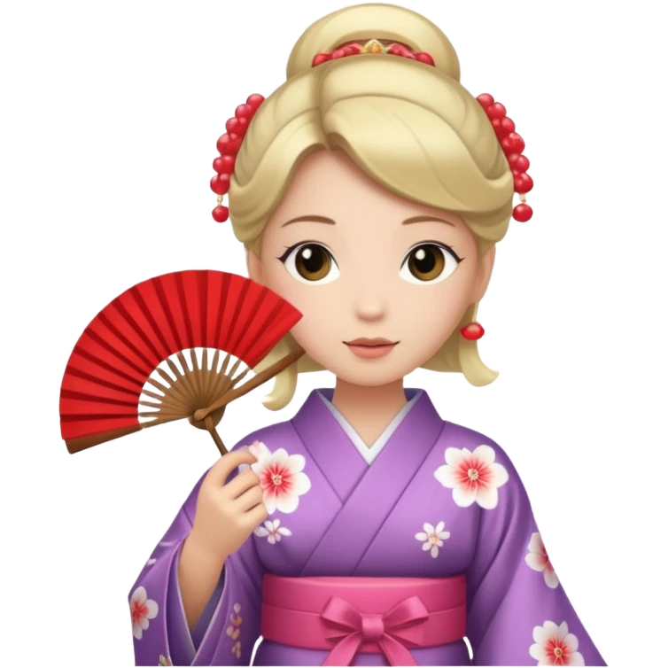 Kimono princess with fan emoji