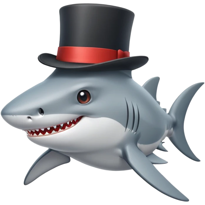 Shark with a top hat emoji