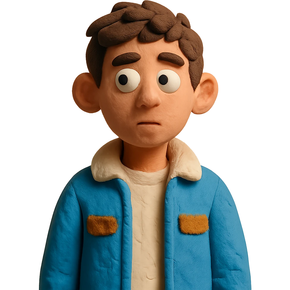 claymation style teenage boy wearing a jacket emoji