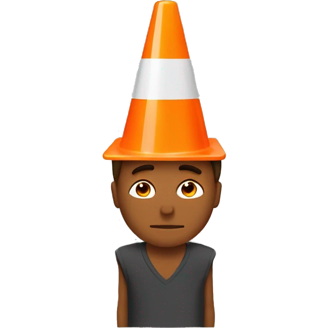 Orange traffic cone on a guy who hide his eyes emoji