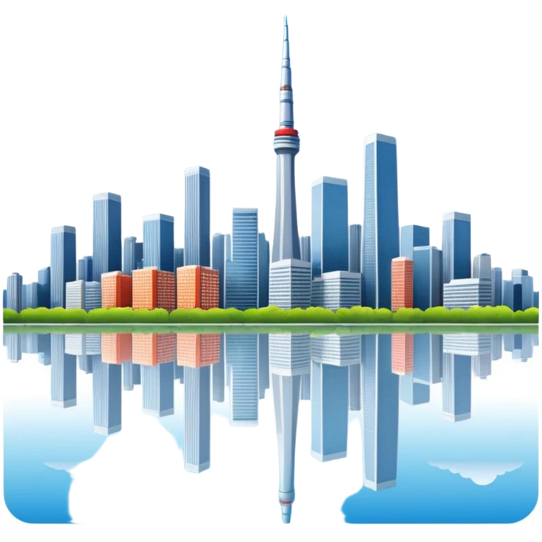 Create a tokyo skyline with a mirror image of the san francisco skyline below it.  emoji