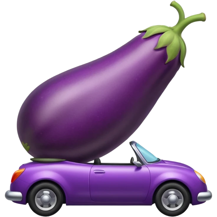 eggplant riding on car emoji