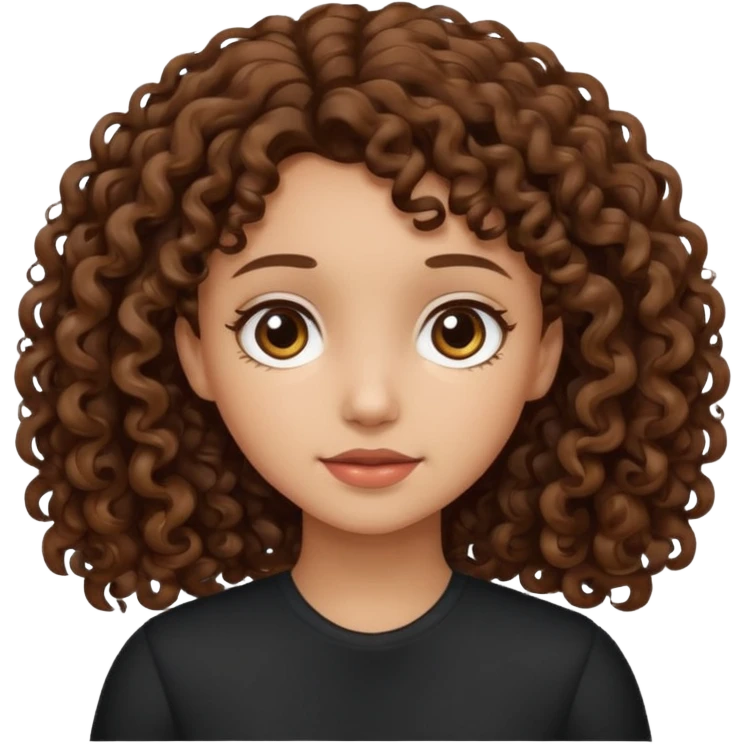 Chica morena clara con pelo chino castaño obscuro emoji