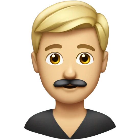 Guy with a moustache cut very short with comb over emoji