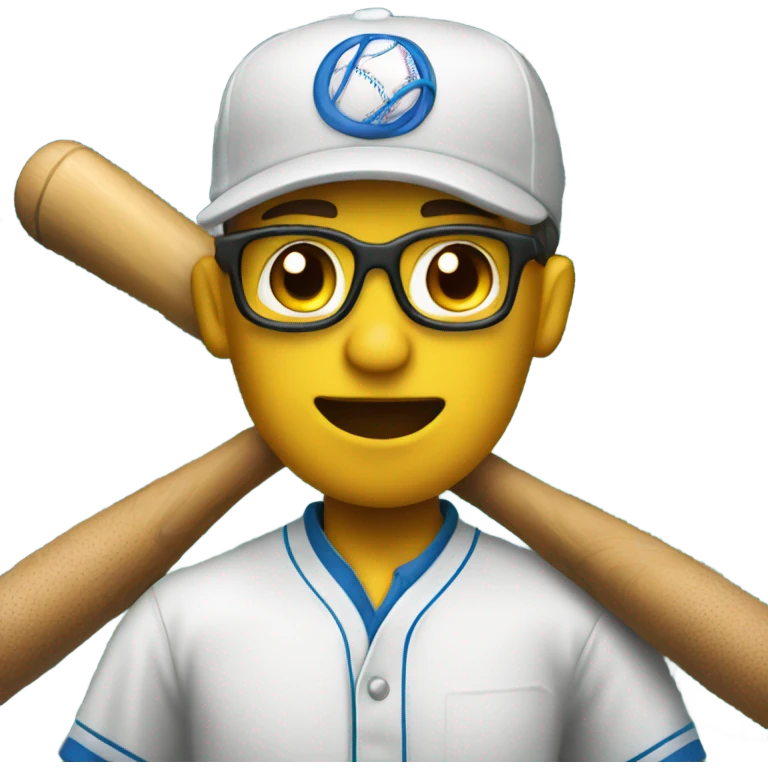 Scientist evaluating a baseball players swing inside a batting cage emoji
