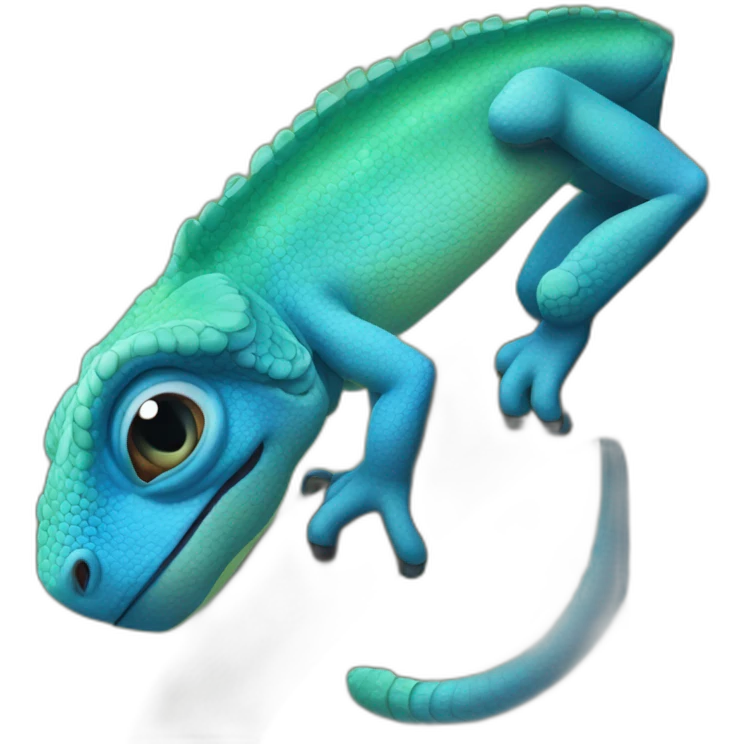 caméléon or et bleu emoji