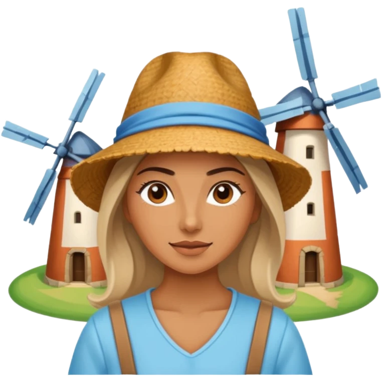 WOMAN WEARİNG ÇİFTÇİ HAT with  Windmills emoji