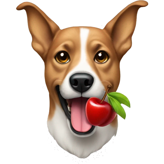 dog eating cherries emoji