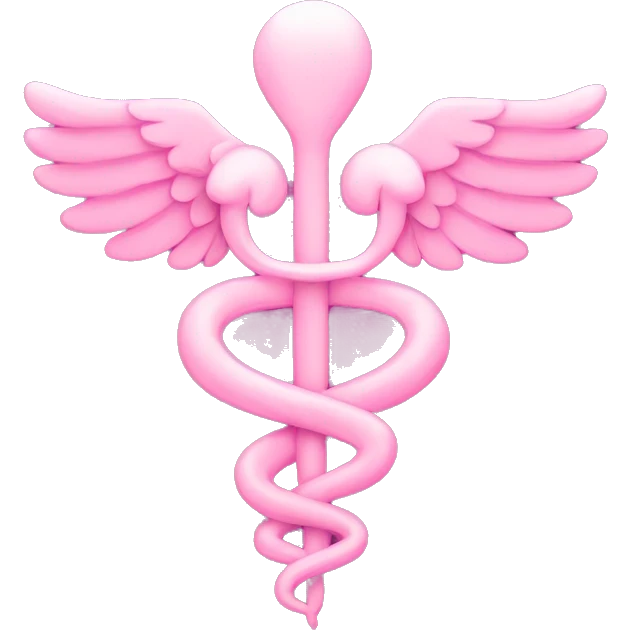 Pink caduceus with hearts  emoji