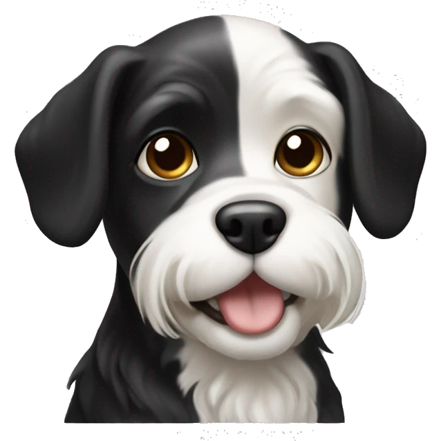Black and white havenese dog with cream havenese dog  emoji