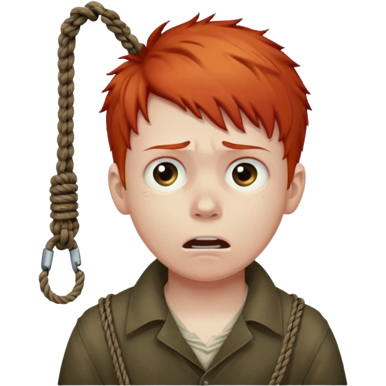 red headed boy hanging by his neck from a noose emoji