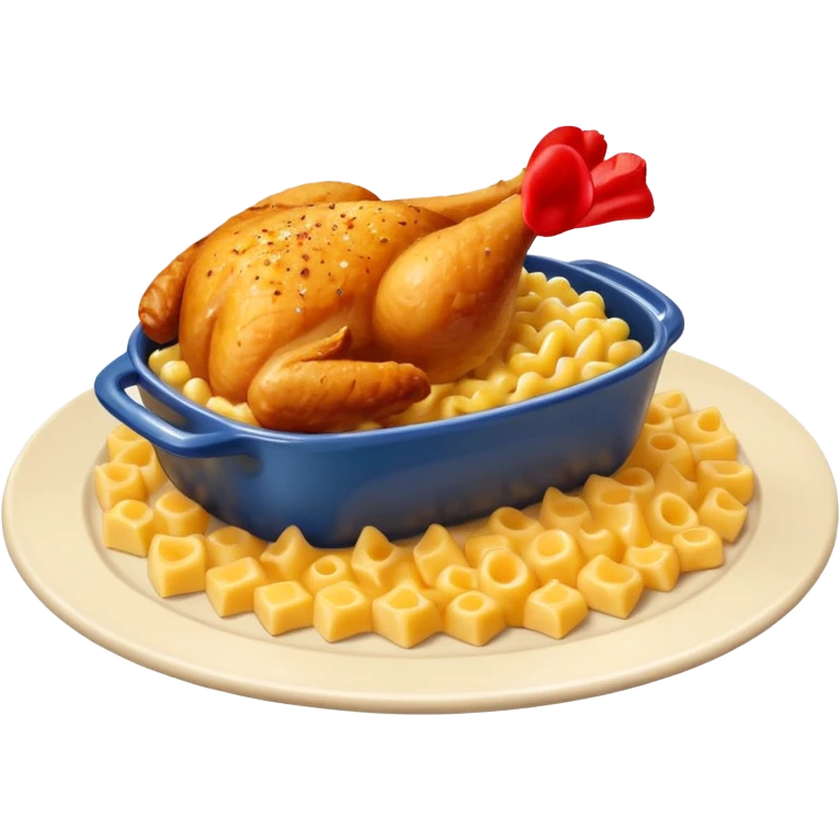 baked chicken with mac and cheese on the side emoji