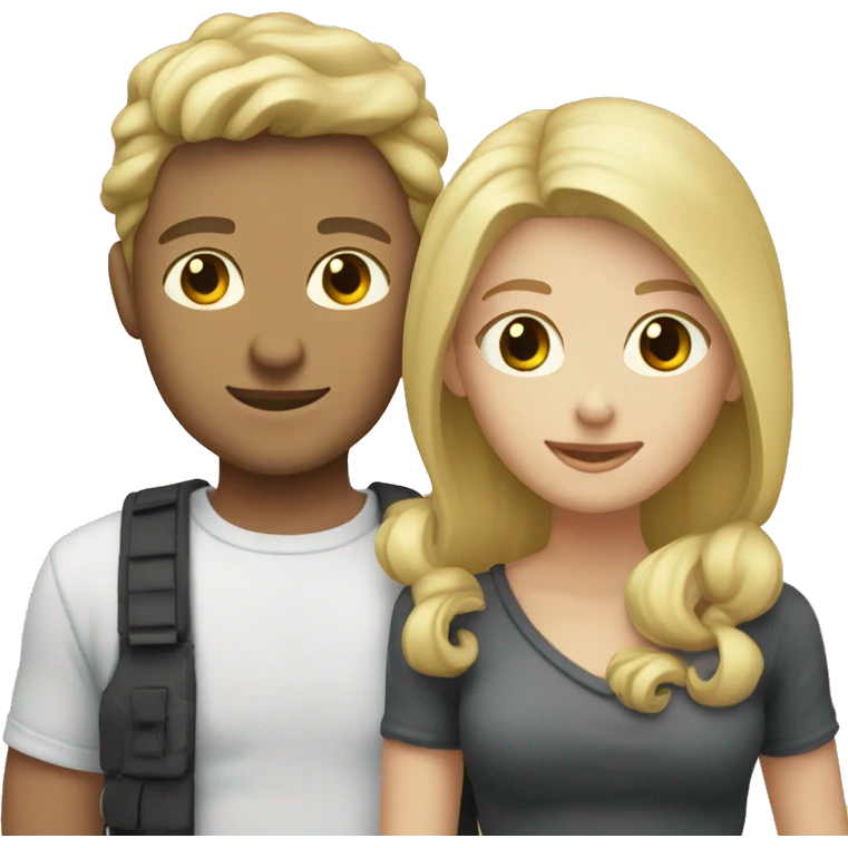blonde male female couple by ocean smile emoji