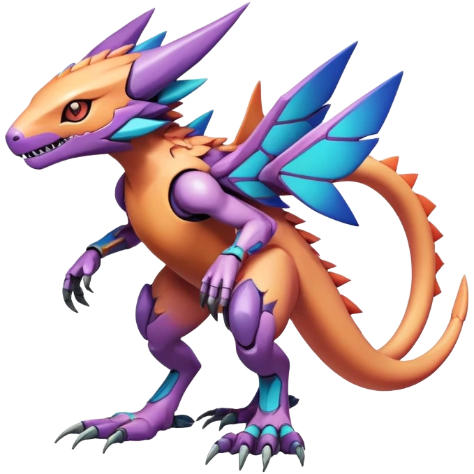  colorful warm-colored hot lush exotic modern cyber-Fakémon-Digimon-Trico-Vernid-creature (full body) emoji