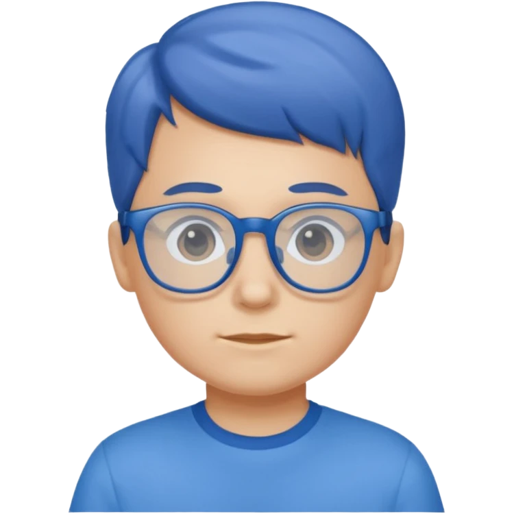 child with blue shirt blue glasses emoji