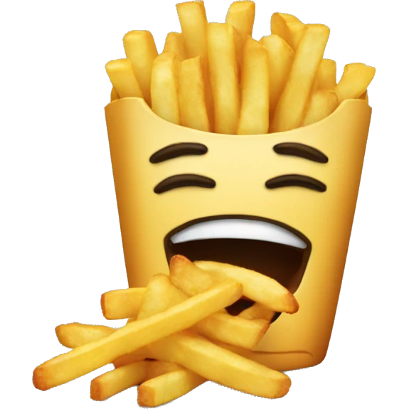 An emoji that eating fries while crying, I like a tears of joy emoji
