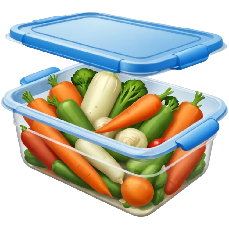 cooked vegetables in plastic container emoji